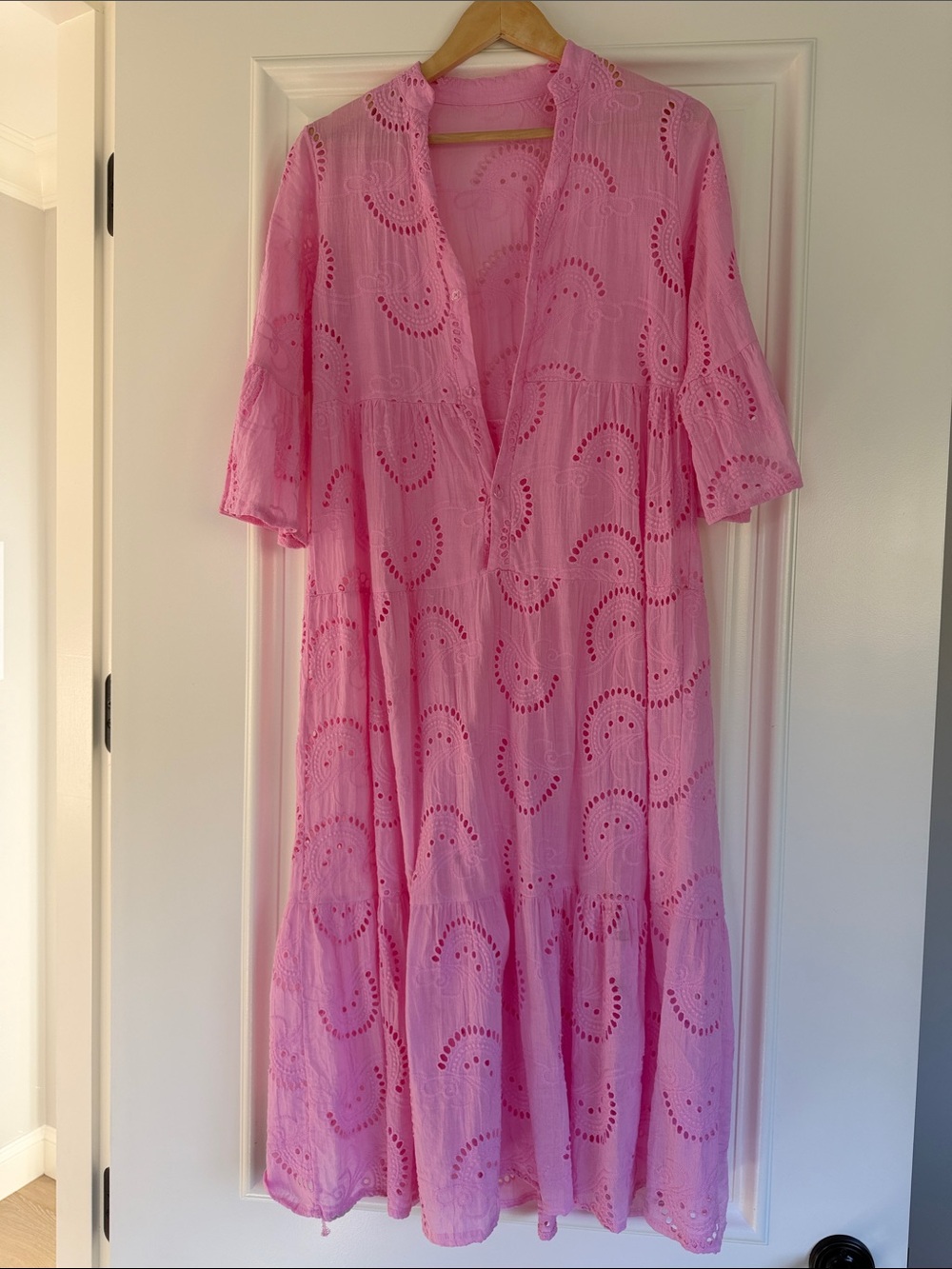 Pink Eyelet Midi Swim Cover